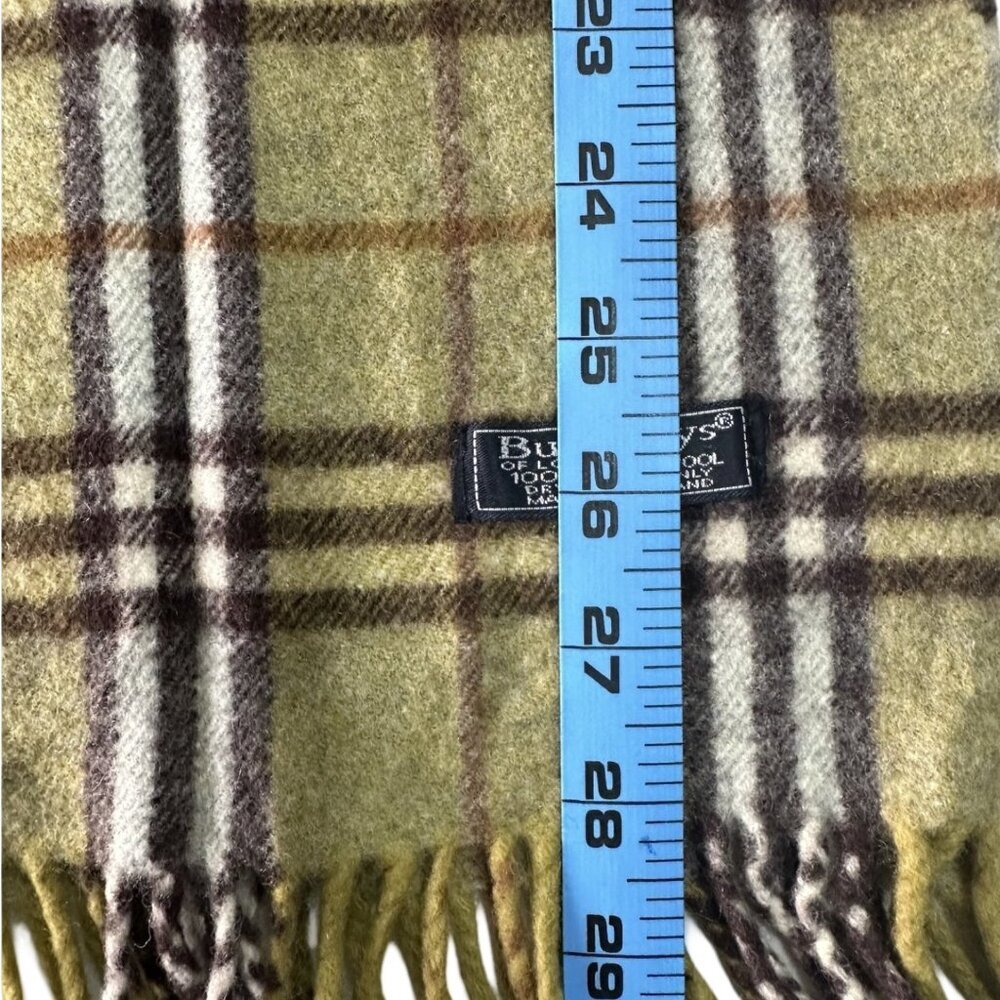 Burberrys Classic Check Scarf Green 100% Lambswool Unisex Scarf Made In England - Picture 6 of 7